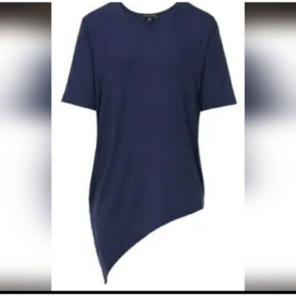 Universal Standard Genevette asymmetrical rayon navy v neck tee sz S (14-16) - Picture 1 of 5